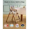 imageMomcozy High Chair 5in1 Convertible Wooden High Chair with FoodGrade Tray Baby Set with Removable Harness and Toddler Tower Highchair for 6 Months to 308 lb Adjustable amp Ergonomic WalnutNatural Wood