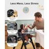 imageMomcozy High Chair 5in1 Convertible Wooden High Chair with FoodGrade Tray Baby Set with Removable Harness and Toddler Tower Highchair for 6 Months to 308 lb Adjustable amp Ergonomic WalnutMidnight Black
