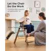 imageMomcozy High Chair 5in1 Convertible Wooden High Chair with FoodGrade Tray Baby Set with Removable Harness and Toddler Tower Highchair for 6 Months to 308 lb Adjustable amp Ergonomic WalnutWalnut