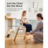 imageMomcozy High Chair 5in1 Convertible Wooden High Chair with FoodGrade Tray Baby Set with Removable Harness and Toddler Tower Highchair for 6 Months to 308 lb Adjustable amp Ergonomic WalnutNatural Wood