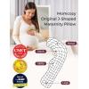 imageMomcozy JShaped Pregnancy Pillow for Sleeping with Cooling Cover Side Sleeper Support for Belly Hip amp Leg Deep GreyBlue