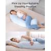 imageMomcozy JShaped Pregnancy Pillow for Sleeping with Cooling Cover Side Sleeper Support for Belly Hip amp Leg Deep GreyBlue