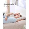 imageMomcozy JShaped Pregnancy Pillow for Sleeping with Cooling Cover Side Sleeper Support for Belly Hip amp Leg Deep GreyBlue