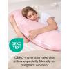 imageMomcozy JShaped Pregnancy Pillow for Sleeping with Cooling Cover Side Sleeper Support for Belly Hip amp Leg Deep GreyPink