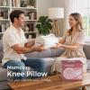 imageMomcozy Knee Pillow for Side Sleepers Soft Memory Foam amp PinchFree Design Relieve Knee Leg and Sciatica Pain Adjustable Elastic Strap Ideal for Pregnant Women and Seniors Crystal Velvet in GrayCream White