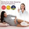 imageMomcozy Knee Pillow for Side Sleepers Soft Memory Foam amp PinchFree Design Relieve Knee Leg and Sciatica Pain Adjustable Elastic Strap Ideal for Pregnant Women and Seniors Crystal Velvet in GrayIvory