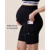 imageMomcozy Women Maternity Biker Shorts with Pocket 6 Over Belly High Waisted Pregnancy Yoga Shorts Seamless Casual ActivewearBlack