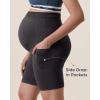 imageMomcozy Women Maternity Biker Shorts with Pocket 6 Over Belly High Waisted Pregnancy Yoga Shorts Seamless Casual ActivewearDusty Blue