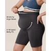 imageMomcozy Women Maternity Biker Shorts with Pocket 6 Over Belly High Waisted Pregnancy Yoga Shorts Seamless Casual ActivewearDusty Blue