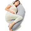 imageMomcozy JShaped Pregnancy Pillow for Sleeping with Cooling Cover Side Sleeper Support for Belly Hip amp Leg Deep GreyCooling Fabric  Deep Grey