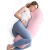 imageMomcozy JShaped Pregnancy Pillow for Sleeping with Cooling Cover Side Sleeper Support for Belly Hip amp Leg Deep GreyPink