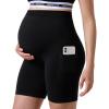 imageMomcozy Women Maternity Biker Shorts with Pocket 6 Over Belly High Waisted Pregnancy Yoga Shorts Seamless Casual ActivewearBlack