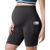 imageMomcozy Women Maternity Biker Shorts with Pocket 6 Over Belly High Waisted Pregnancy Yoga Shorts Seamless Casual ActivewearDusty Blue