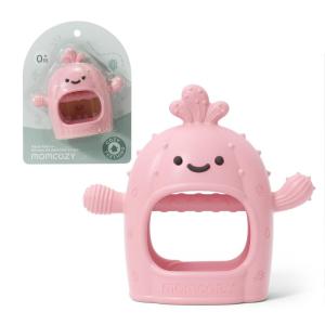 imageMomcozy 2 Pack Baby Teething Toys Food Grade Silicone Baby Teethers for 012 Months Baby Teether Mitten Wrist Teether Set Easy Grip Teething Relief with Multiple Chew Points RedampGrass GreenPink