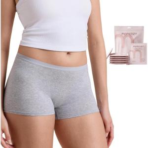 imageMomcozy 7 Pcs 100 Cotton Postpartum Underwear for Women Breathable MidHigh Waist Disposable Underwear with Wide GussetGray