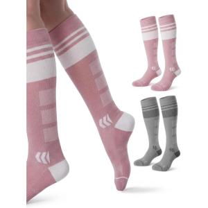 imageMomcozy Compression Socks for Women 2030mmHg Athletic Support Socks for Running Travel Flying Yoga amp Workouts 2 PairsGrayPink
