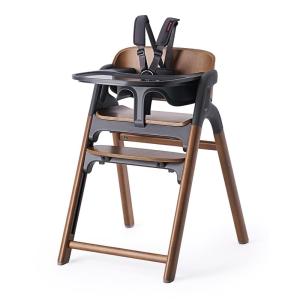 imageMomcozy High Chair 5in1 Convertible Wooden High Chair with FoodGrade Tray Baby Set with Removable Harness and Toddler Tower Highchair for 6 Months to 308 lb Adjustable amp Ergonomic WalnutWalnut