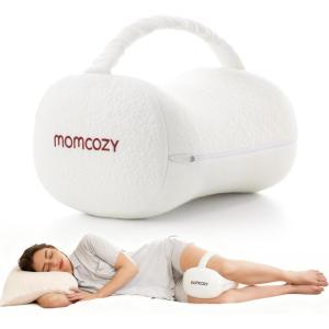 imageMomcozy Knee Pillow for Side Sleepers Soft Memory Foam amp PinchFree Design Relieve Knee Leg and Sciatica Pain Adjustable Elastic Strap Ideal for Pregnant Women and Seniors Crystal Velvet in GrayCream White
