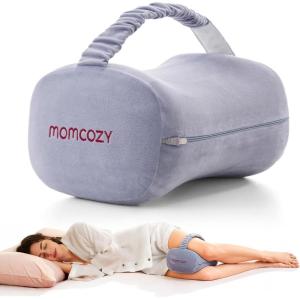 imageMomcozy Knee Pillow for Side Sleepers Soft Memory Foam amp PinchFree Design Relieve Knee Leg and Sciatica Pain Adjustable Elastic Strap Ideal for Pregnant Women and Seniors Crystal Velvet in GrayCrystal Velvet Gray