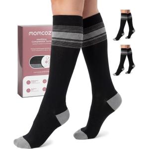 imageMomcozy Medical Grade Compression Socks 2030 mmHg FDA Registered Graduated Support Socks for Circulation amp Recovery 2 PairsBlackBlack