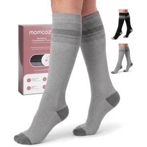 imageMomcozy Medical Grade Compression Socks 2030 mmHg FDA Registered Graduated Support Socks for Circulation amp Recovery 2 PairsBlackGray