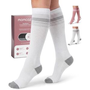 imageMomcozy Medical Grade Compression Socks 2030 mmHg FDA Registered Graduated Support Socks for Circulation amp Recovery 2 PairsWhitePink
