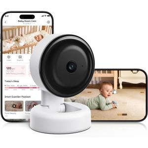 imageMomcozy Smart Baby Monitor ContactFree Vitals Monitoring 2K HD Night Vision AIPowered Safety Detection SoundMotionCry Notifications Sleep Report 245GHz WiFi Connection 2Way Audio BM08