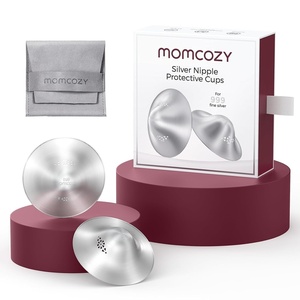 image:imageMomcozy 999 Silver Nursing Cups HoleFree Nipple Shields for Breastfeeding Metal Silver Covers for Newborns XXLRegularHole