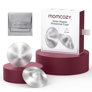 image:imageMomcozy 999 Silver Nursing Cups HoleFree Nipple Shields for Breastfeeding Metal Silver Covers for Newborns XXLXXLargeHole