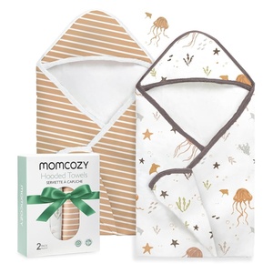 image:imageMomcozy Baby Towel with Hooded  Ultra Soft amp Absorbent Large Bath Towel Set for Comfort amp Gentle on Babys Skin  Shower Gift amp Bath Essential amp Baby Registry Search for NewbornInfantToddlerKidsOcean Whimsy