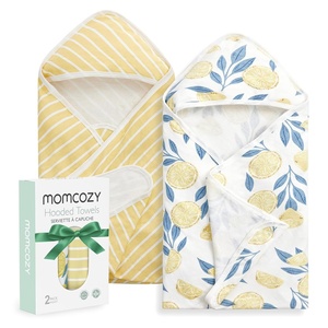 image:imageMomcozy Baby Towel with Hooded  Ultra Soft amp Absorbent Large Bath Towel Set for Comfort amp Gentle on Babys Skin  Shower Gift amp Bath Essential amp Baby Registry Search for NewbornInfantToddlerKidsLemon Leaves