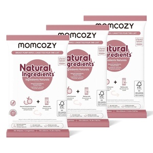 image:imageMomcozy Natural Breast Pump Wipes for Pump Parts Cleaning Onthego Flash Clean amp Resealable Wipes Pack of 1801 Count Pack of 90