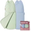 image:imageMomcozy Airflow Baby Swaddle 100 Cotton Lightweight amp Ultra Breathable Ideal for Hot Sleeper Baby Reduce Startle Reflex Newborn Boys Girls Registry Essentials 2Pack Sea MistSea Mist
