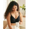 image:imageMomcozy Lace Nursing Bra for Breastfeeding Wirefree Maternity Bra with Fixed Padding Soft Deep V BraBlack