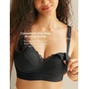 image:imageMomcozy Lace Nursing Bra for Breastfeeding Wirefree Maternity Bra with Fixed Padding Soft Deep V BraBlack