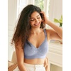 image:imageMomcozy Lace Nursing Bra for Breastfeeding Wirefree Maternity Bra with Fixed Padding Soft Deep V BraBluebell