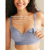 image:imageMomcozy Lace Nursing Bra for Breastfeeding Wirefree Maternity Bra with Fixed Padding Soft Deep V BraBluebell