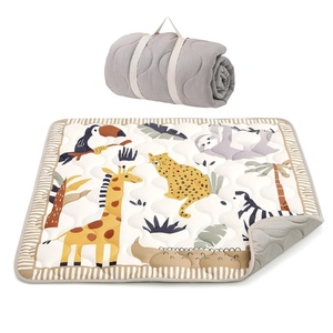 image:imageMomcozy Baby Play Mat for Floor 59x71 Thickened Playpen Mat Playmate for Baby Tummy Time Waterproof amp NonSlip Foldable Outdoor Mat with Carrying Handle Forest WorldGiraffe