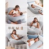image:imageMomcozy Pregnancy Pillows with Cooling Cover U Shaped Full Body Maternity Pillow for Side Sleepers  Support for Back Legs Belly HIPS for Pregnant Women 57 Inch Pregnancy Pillow Mist BlueGrey Cooling Fabric