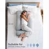 image:imageMomcozy Pregnancy Pillows with Cooling Cover U Shaped Full Body Maternity Pillow for Side Sleepers  Support for Back Legs Belly HIPS for Pregnant Women 57 Inch Pregnancy Pillow Mist BlueGrey Cooling Fabric