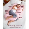 image:imageMomcozy Pregnancy Pillows with Cooling Cover U Shaped Full Body Maternity Pillow for Side Sleepers  Support for Back Legs Belly HIPS for Pregnant Women 57 Inch Pregnancy Pillow Mist BluePink