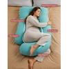 image:imageMomcozy Pregnancy Pillows with Cooling Cover U Shaped Full Body Maternity Pillow for Side Sleepers  Support for Back Legs Belly HIPS for Pregnant Women 57 Inch Pregnancy Pillow Mist BlueTiffany Blue