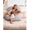 image:imageMomcozy Pregnancy Pillows with Cooling Cover U Shaped Full Body Maternity Pillow for Side Sleepers  Support for Back Legs Belly HIPS for Pregnant Women 57 Inch Pregnancy Pillow Mist BlueJersey Knit Cotton Gray