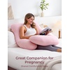 image:imageMomcozy Pregnancy Pillows with Cooling Cover U Shaped Full Body Maternity Pillow for Side Sleepers  Support for Back Legs Belly HIPS for Pregnant Women 57 Inch Pregnancy Pillow Mist BluePink