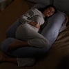 image:imageMomcozy Pregnancy Pillows with Cooling Cover U Shaped Full Body Maternity Pillow for Side Sleepers  Support for Back Legs Belly HIPS for Pregnant Women 57 Inch Pregnancy Pillow Mist BlueGrey