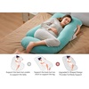 image:imageMomcozy Pregnancy Pillows with Cooling Cover U Shaped Full Body Maternity Pillow for Side Sleepers  Support for Back Legs Belly HIPS for Pregnant Women 57 Inch Pregnancy Pillow Mist BlueTiffany Blue