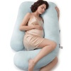 image:imageMomcozy Pregnancy Pillows with Cooling Cover U Shaped Full Body Maternity Pillow for Side Sleepers  Support for Back Legs Belly HIPS for Pregnant Women 57 Inch Pregnancy Pillow Mist BlueCotton Blend  Blue