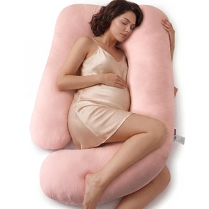 image:imageMomcozy Pregnancy Pillows with Cooling Cover U Shaped Full Body Maternity Pillow for Side Sleepers  Support for Back Legs Belly HIPS for Pregnant Women 57 Inch Pregnancy Pillow Mist BlueCotton Blend  Pink