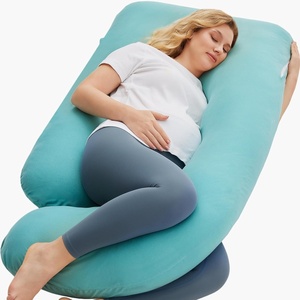 image:imageMomcozy Pregnancy Pillows with Cooling Cover U Shaped Full Body Maternity Pillow for Side Sleepers  Support for Back Legs Belly HIPS for Pregnant Women 57 Inch Pregnancy Pillow Mist BlueTiffany Blue
