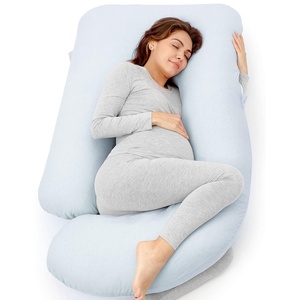 image:imageMomcozy Pregnancy Pillows with Cooling Cover U Shaped Full Body Maternity Pillow for Side Sleepers  Support for Back Legs Belly HIPS for Pregnant Women 57 Inch Pregnancy Pillow Mist BlueLight Blue